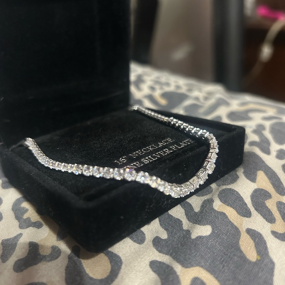 Kohl's Silver and White Crystal Necklace